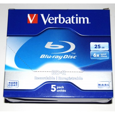 Pack 5 discos bluray Grabables BD-R 25Gb Verbatim 6x