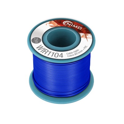 Rollo 25m. cable conexión rigido 0.5mm azul