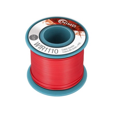 Rollo 25m. cable conexión flexible 0.5mm rojo